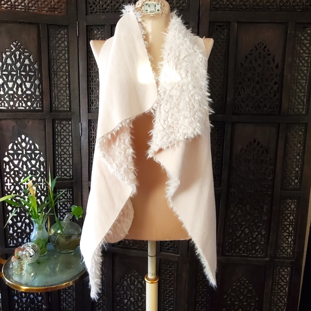 INC Reversible Faux fur/ leather Sweater Vest